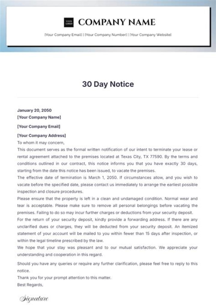 Can you email your 30 day notice?