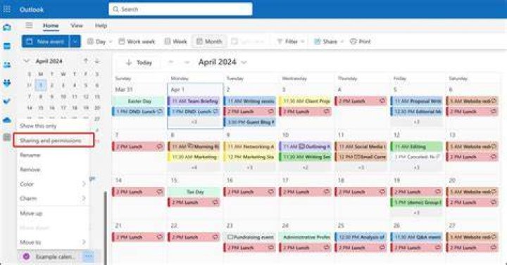 How do I create an organization calendar in Outlook?
