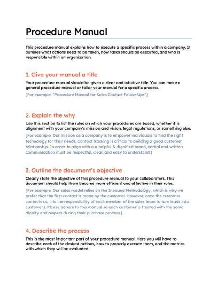 How do I write a business procedure manual?