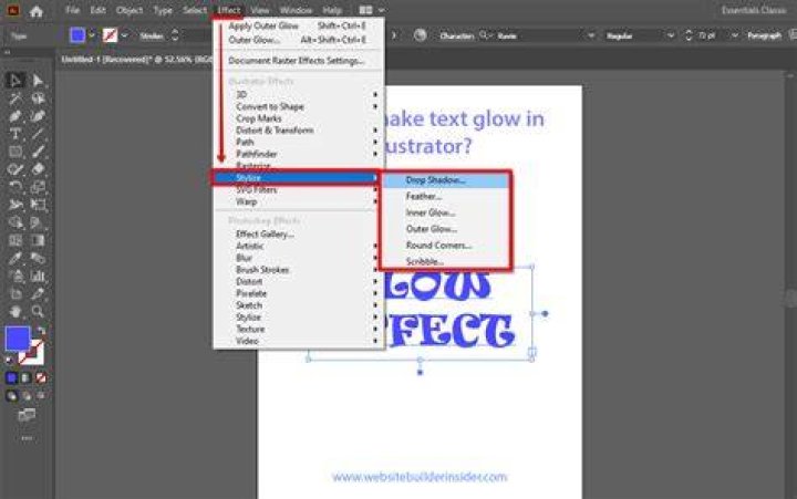How do you add effects to text in Illustrator?