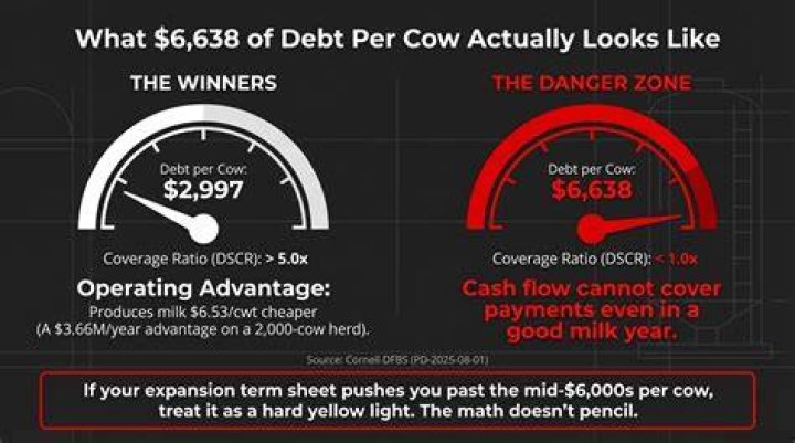 How do you calculate debt per cow?
