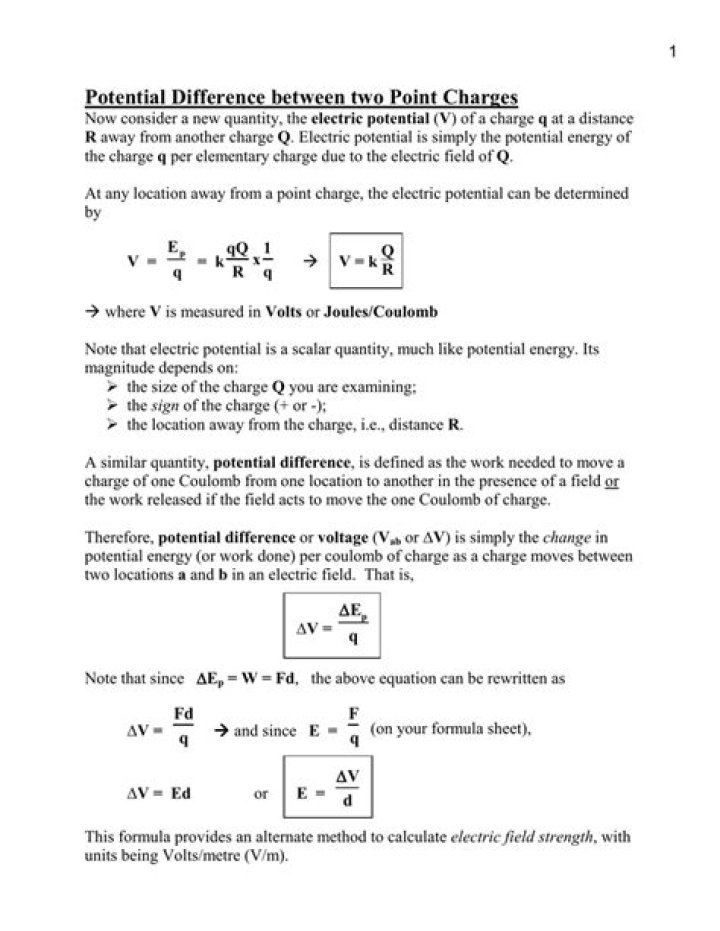How do you find the potential difference between two point charges?