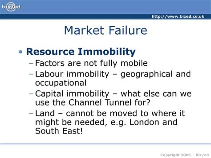 How does immobility of labour cause market failure?