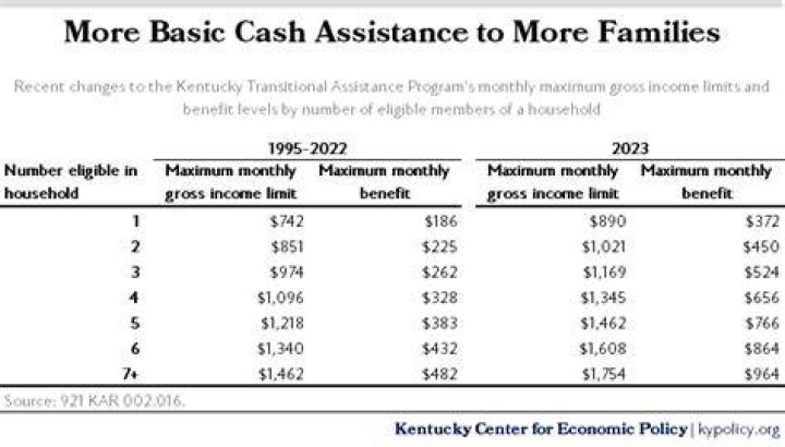 How much cash assistance does a family of 3 get?