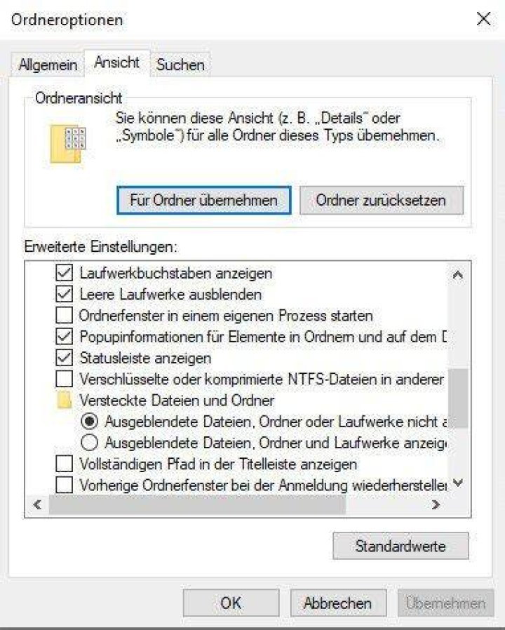 Was sind die ordneroptionen fur Windows 10?