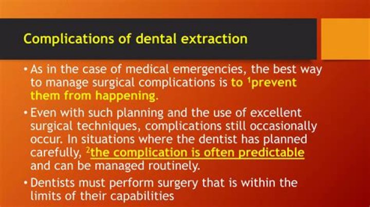What are possible complications resulting from dental surgery?