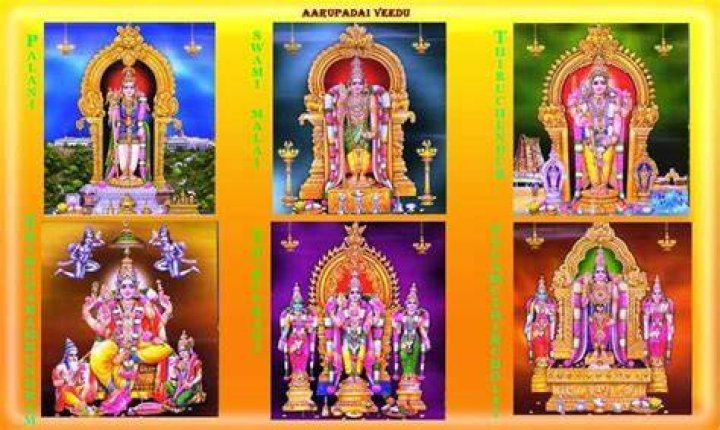 What are the 6 temples of Murugan?