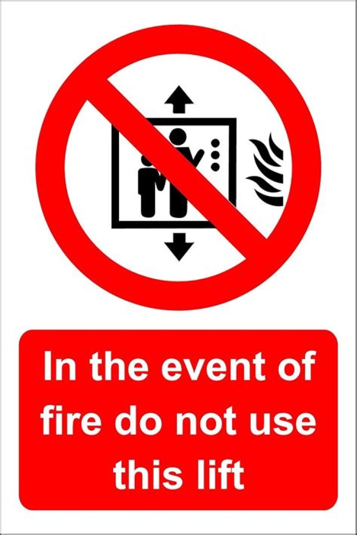 What does Do not use lift in the event of a fire sign?