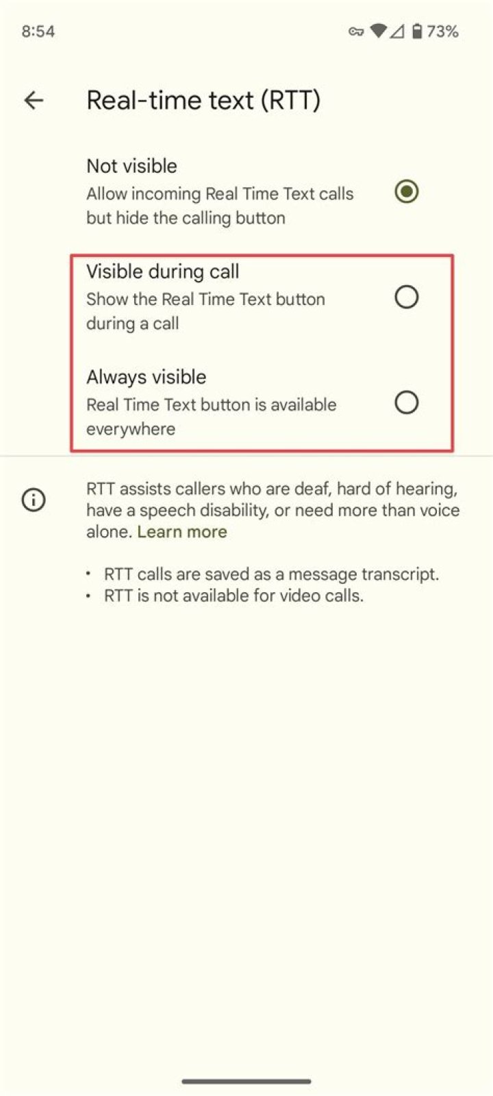 What does RTT status mean?