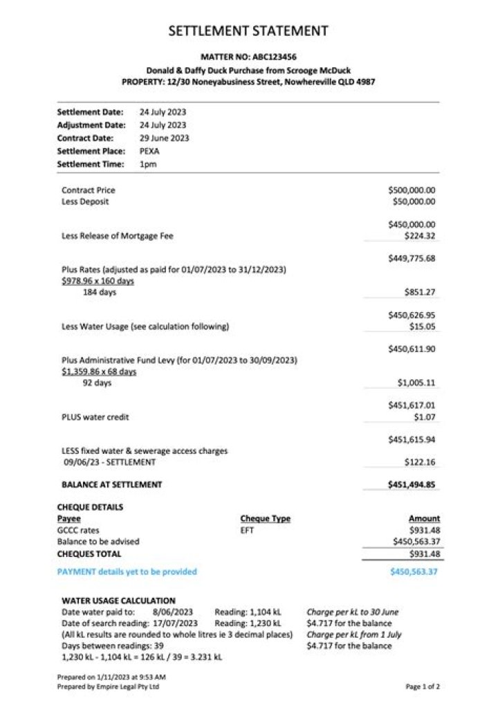 What is a settlement statement NZ?