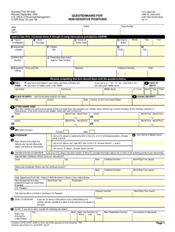 What is a sf85 form?