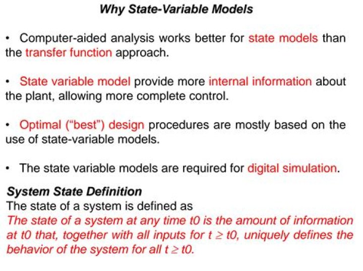 What is a state variable model?