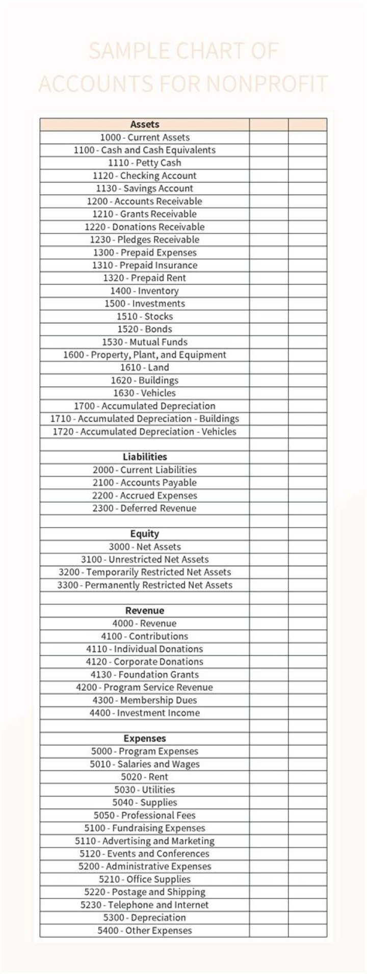 What is chart of accounts for nonprofit?