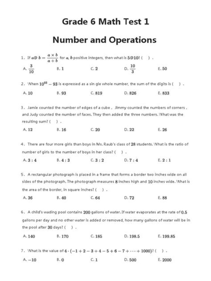 What is on the 6th grade math MAP test?
