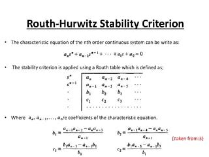 What is Routh Hurwitz stability criterion give example?