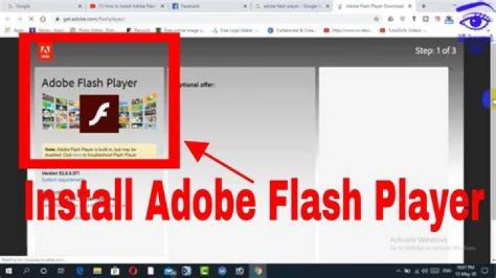 What is the latest version of Adobe Flash Player for Windows 10?