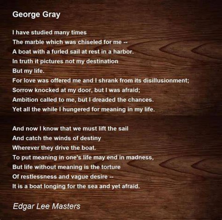 What is the meaning of George Gray poem?