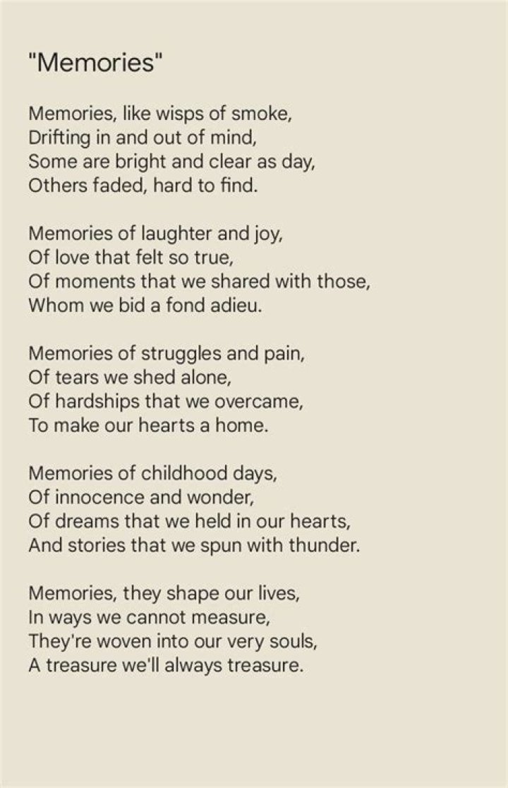 What is the poem memories about?