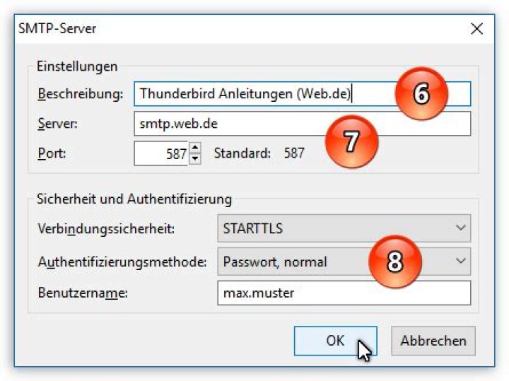What is the SMTP server for Thunderbird?