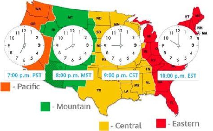 What time is 7pm PST in EST in Central?