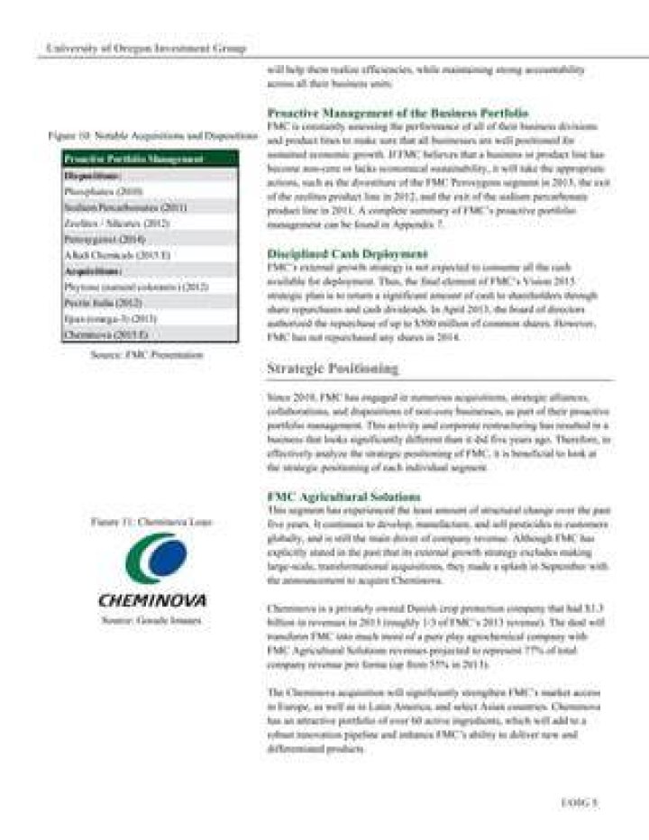 When did FMC acquire Cheminova?
