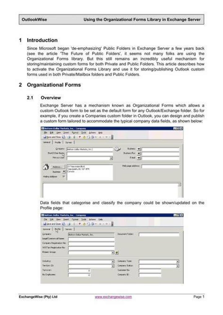 Where are organizational forms library stored?