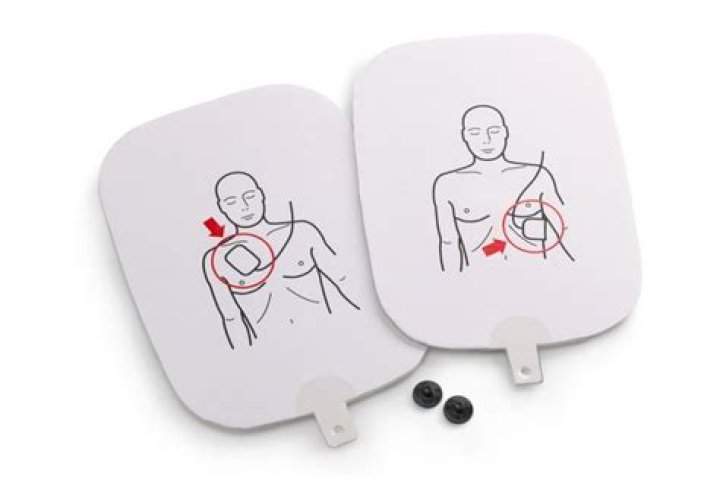 Where should defibrillator electrodes be placed?