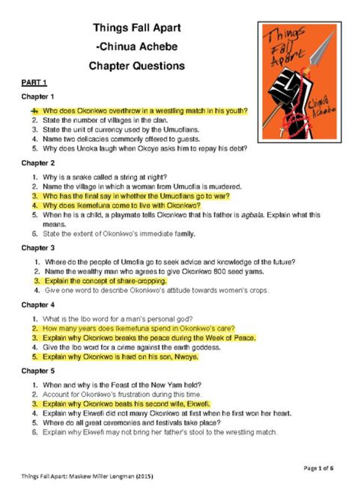 Who are the characters in Things Fall Apart Chapter 1?